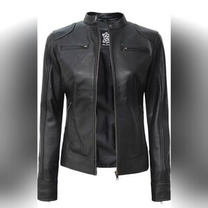 Women's Lambskin Leather Cafe Racer Style Jackets
